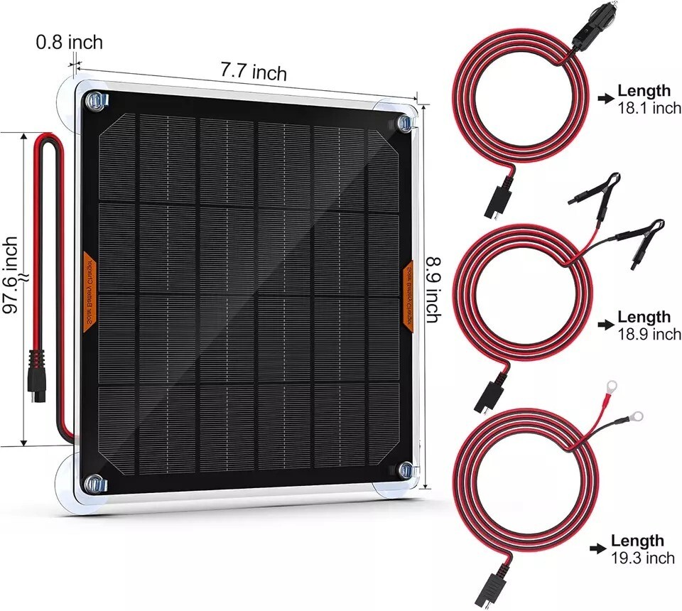 Waterproof Solar Battery Maintainer Car RV Charger 12 Volt Tender Trickle 5W