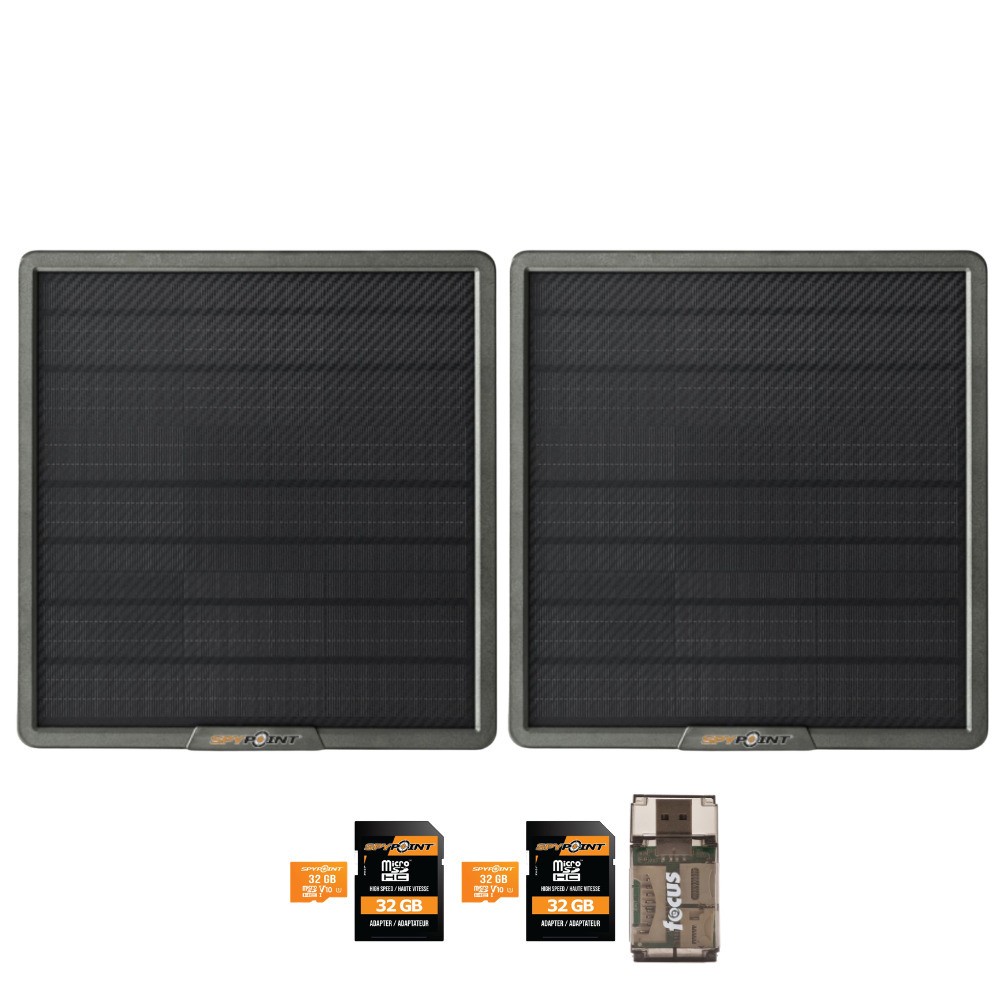 Spypoint 10-Watt Solar Panel for Trail Camera (2-Pack) Bundle with Accessories
