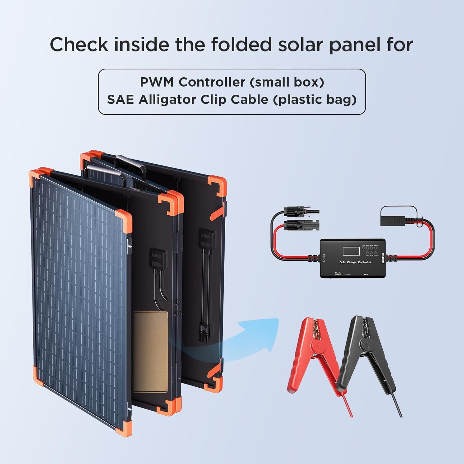 200W Portable Solar Panel (Tempered Glass),Heavy-Duty Foldable Mono Solar