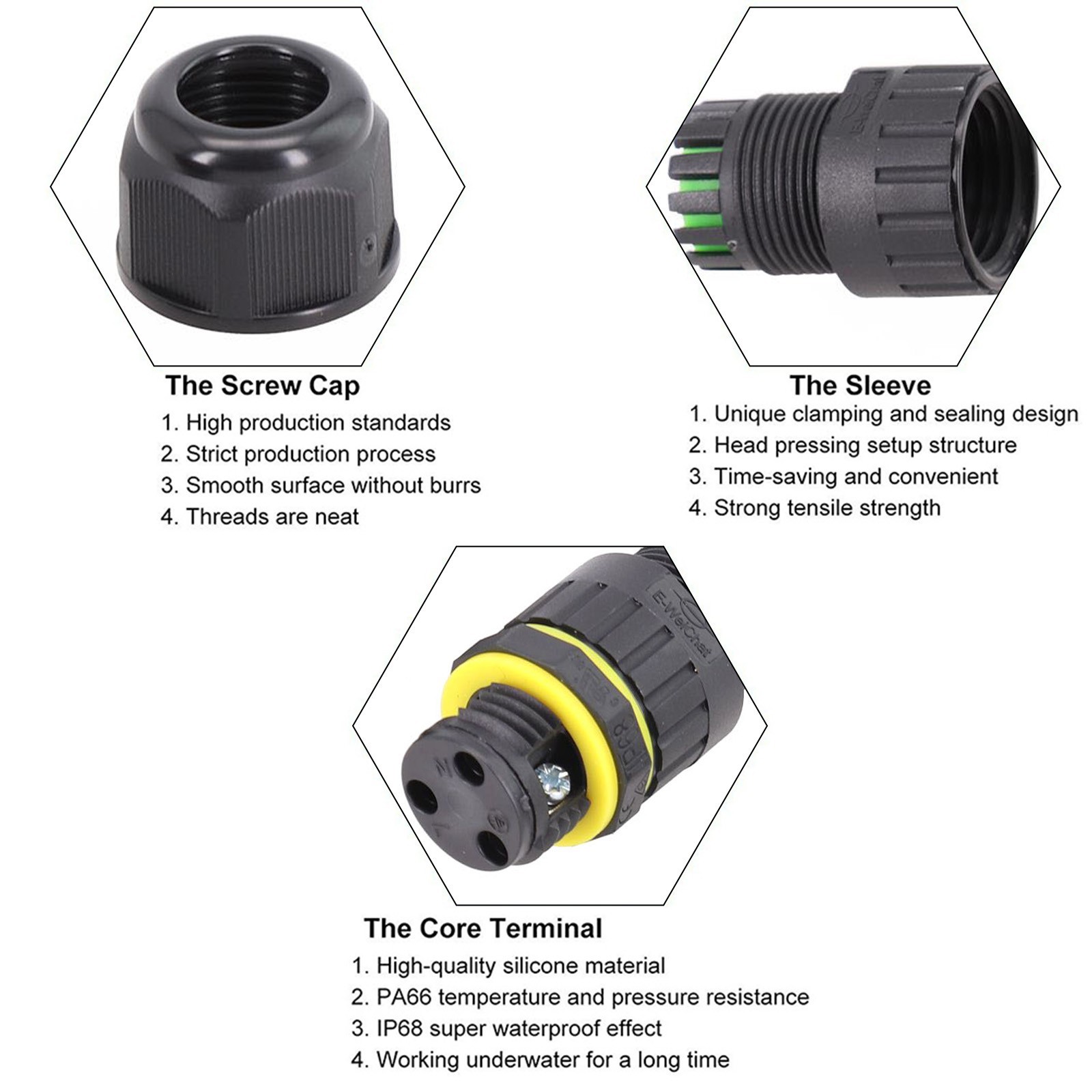 Long lasting IP68 Waterproof Junction Box for Electrical Wire Connections