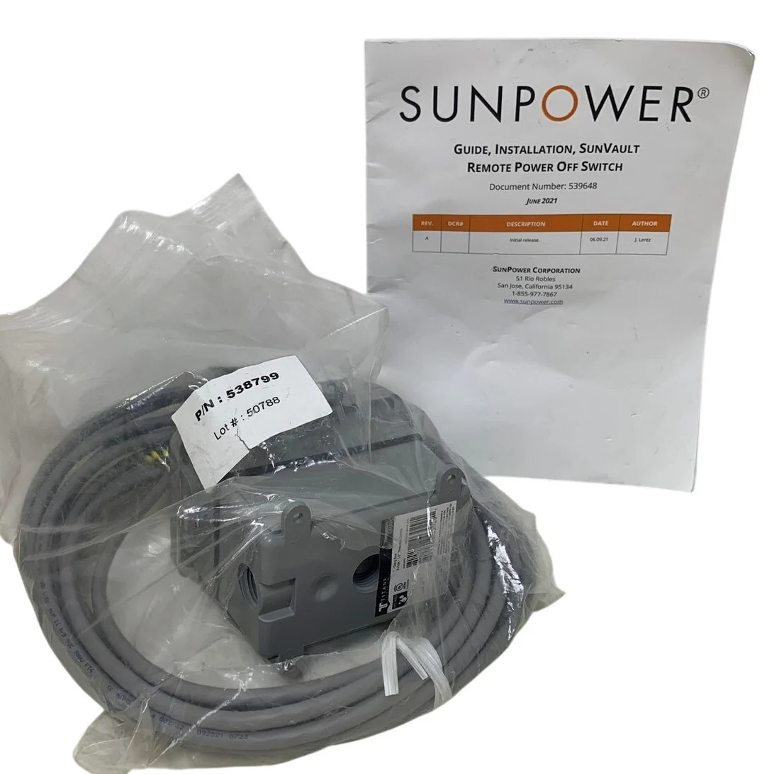 New Sunpower SunVault Remote Power Off RPO Switch 538799 Kit with Manual