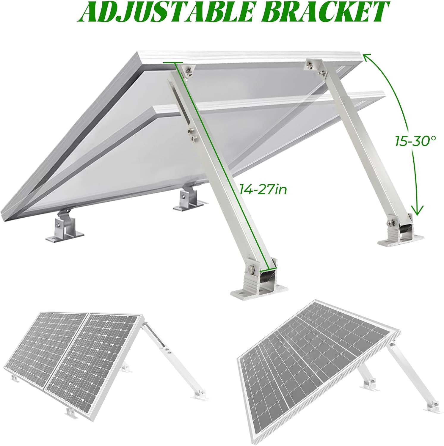 Solar Panel Mounting Brackets, 2 Sets Adjustable Solar Panel Tilt Mount Brackets