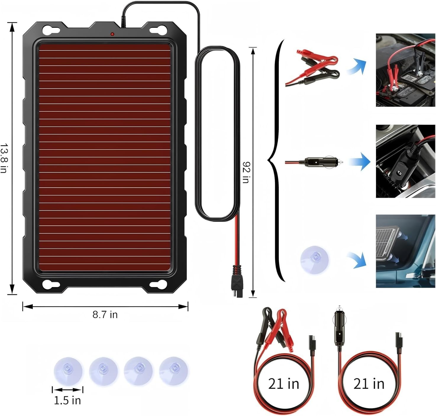 Portable Solar Battery Charger – 3.3W Trickle Maintainer