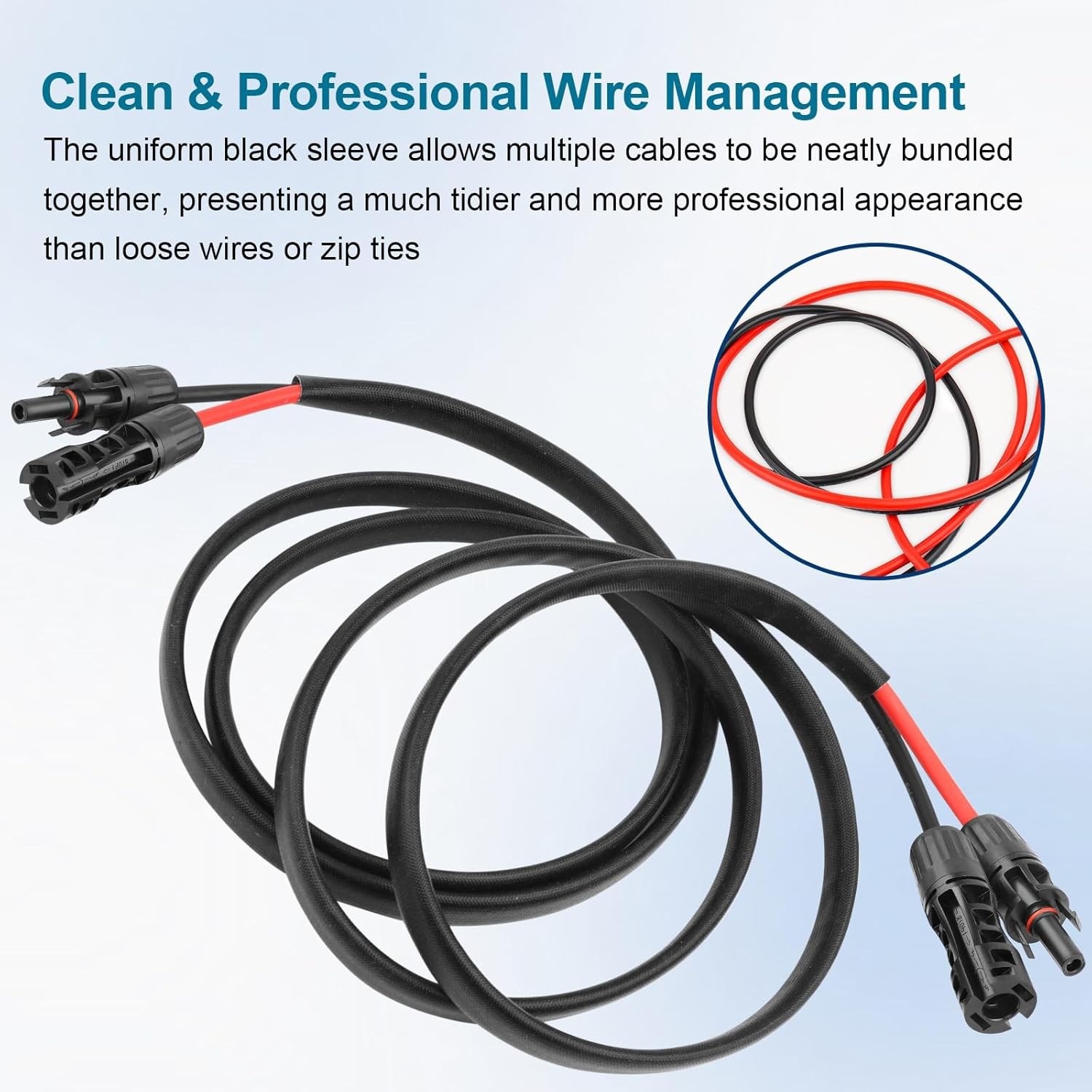 8AWG Solar Cable – 30FT Solar Panel Extension Cord 8 Gauge PV Wire with Flame Re