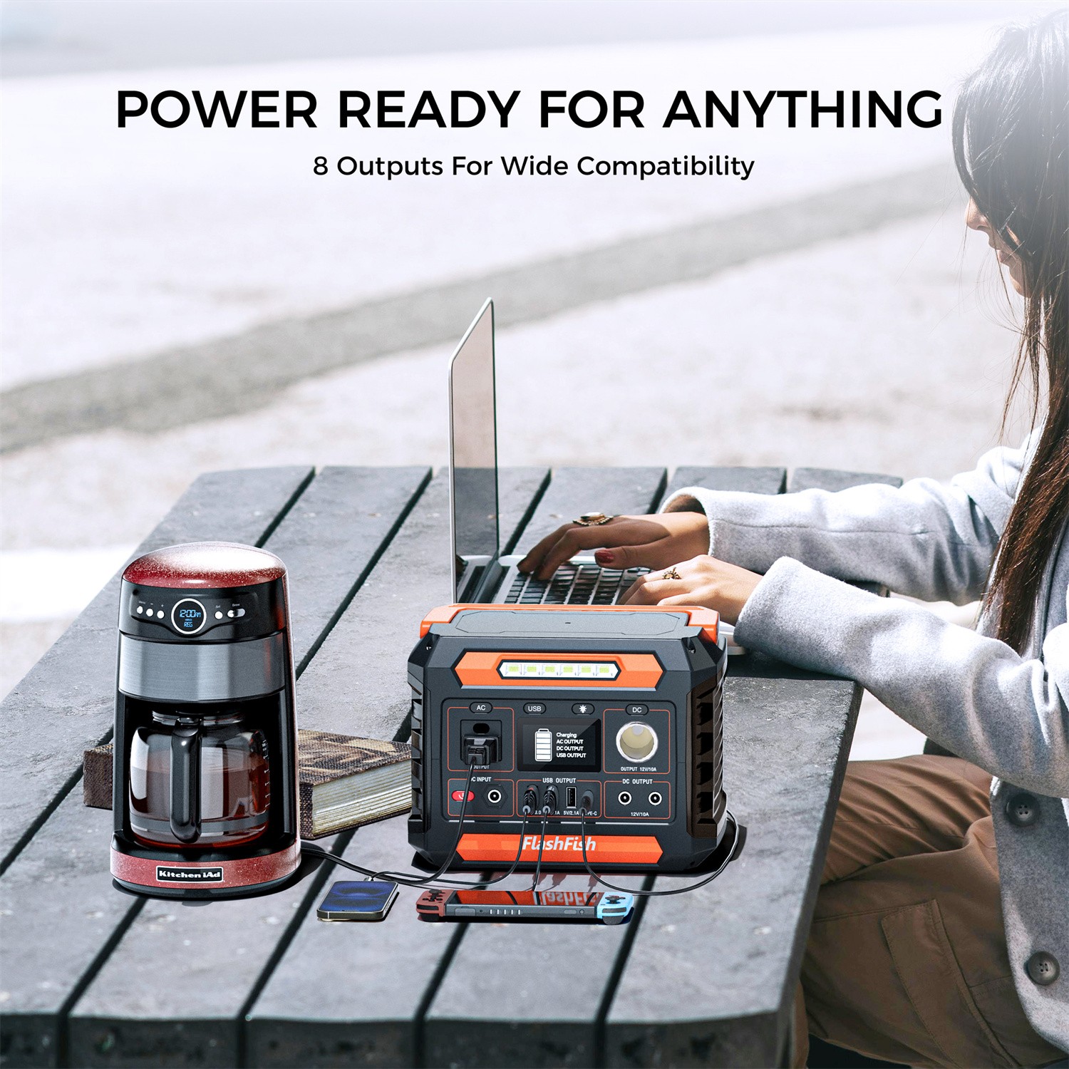 Flashfish 300W 230WH Portable Solar Generator Optional With 60W 18V Solar Panel