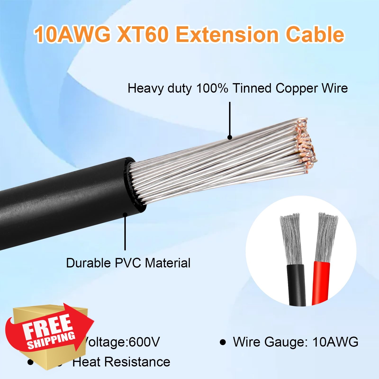 Kimbluth XT60 Solar Extension Cable 10 AWG 35FT