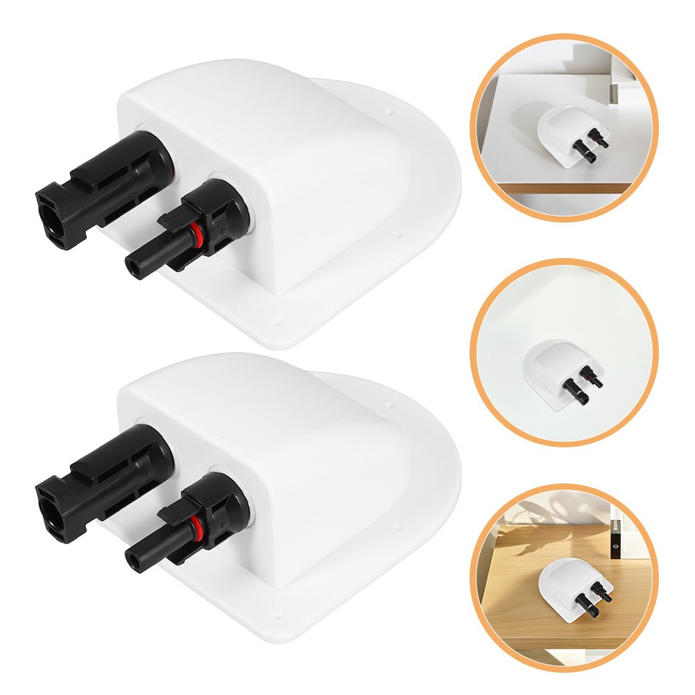 2Pcs Dual Wire Entry Gland Solar Panel Junction Box ABS Plastic White