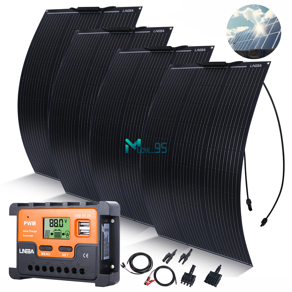 100W Solar Panel Kit 12V Trickle Charger Battery Charger Maintainer Boat RV Car