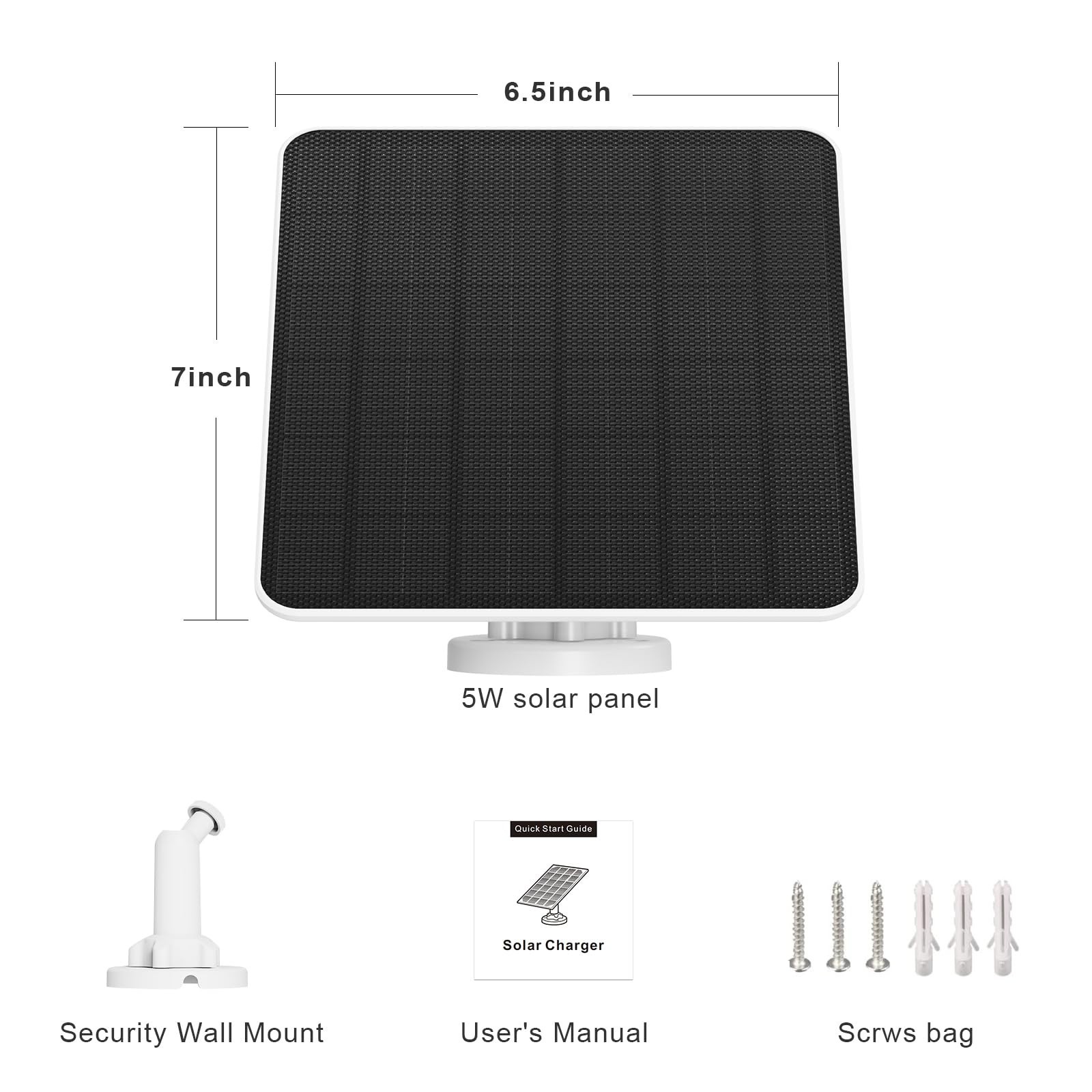 5W Solar Panel Charger for Ring & Wyze Cameras, 9.8ft Cable, IP65 Waterproof, 2