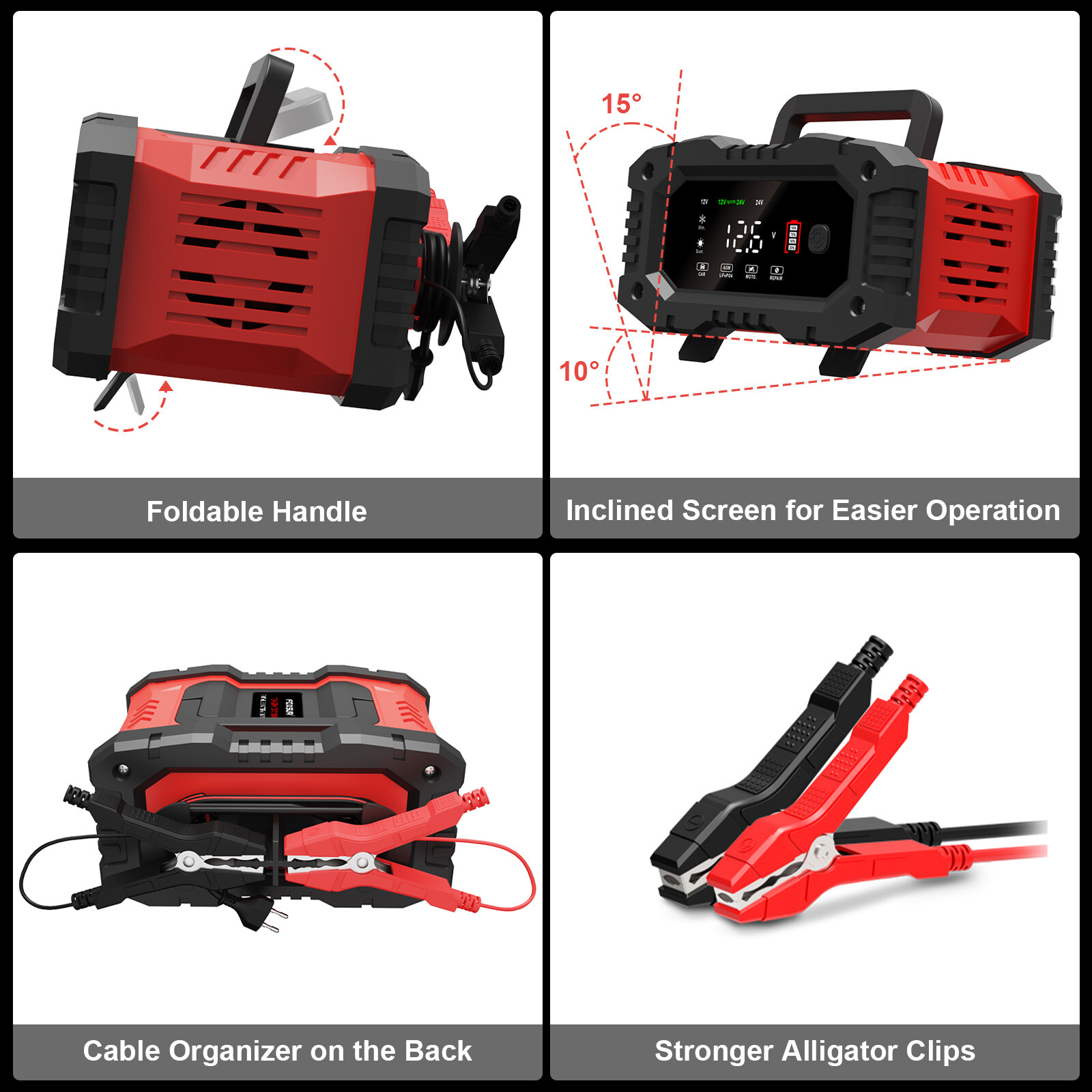 12V 120Ah LiFePO4 Lithium Battery BMS Deep Cycle 20A 24V Smart Battery Charger