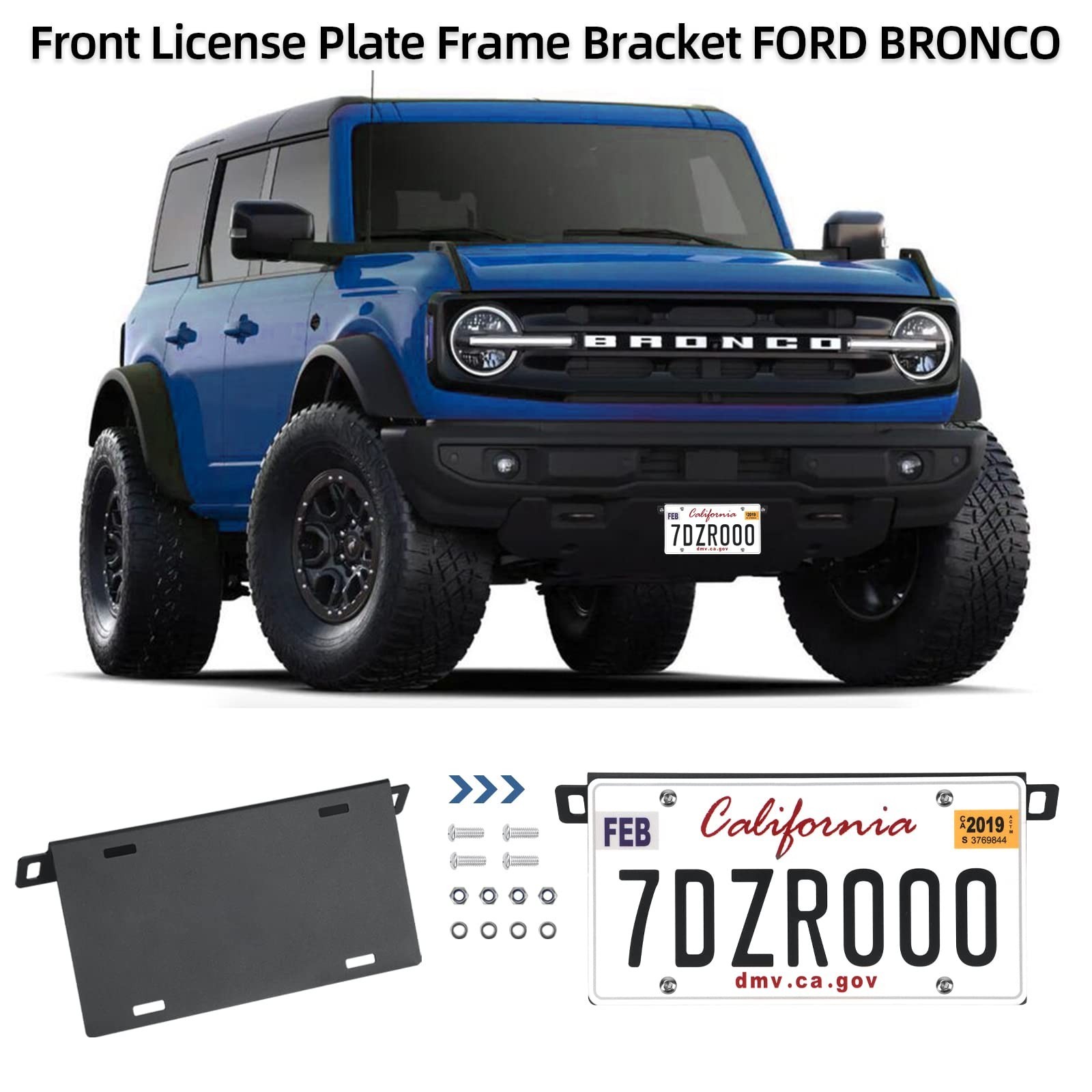 Front License Plate Frame for Ford Bronco, Aluminum Alloy License Plate Mount…