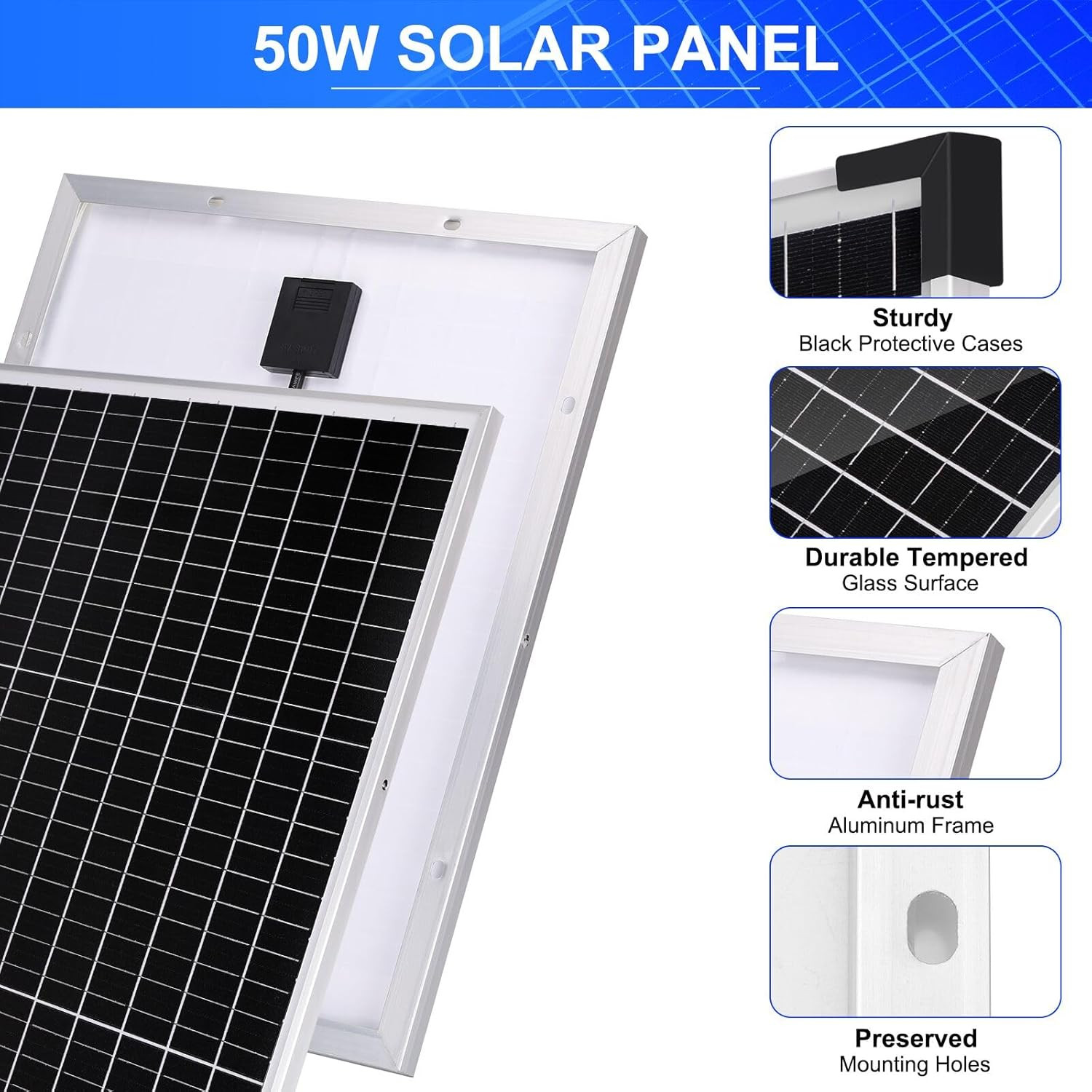 Solar Panel Kit 50W with 10A Charge Controller Monocrystalline Solar Panel Kit w