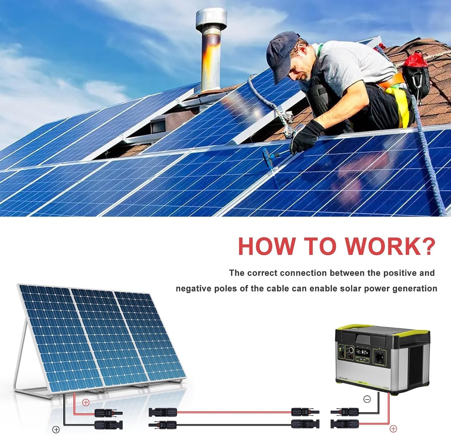 Durable 50FT Solar Extension Cable with Versatile Connectors – 10AWG Design