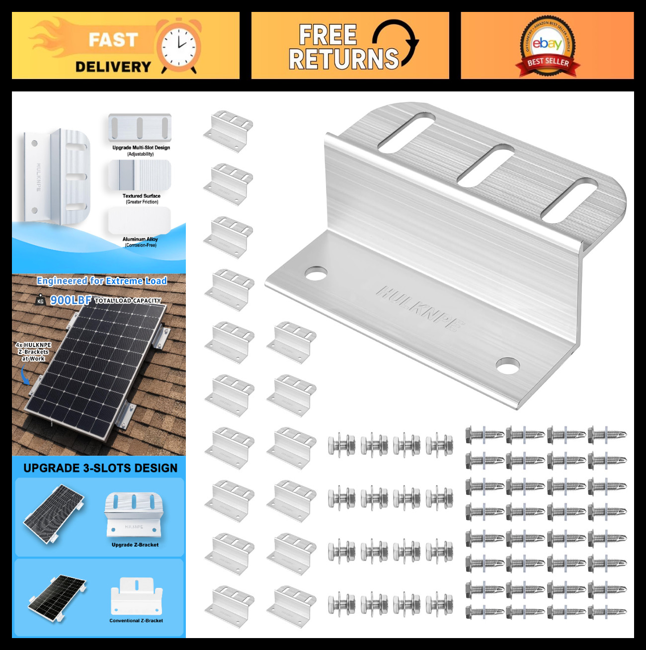 Heavy Duty Solar Panel Mounting Kit – 16 Corrosion-Resistant Aluminum Brackets f