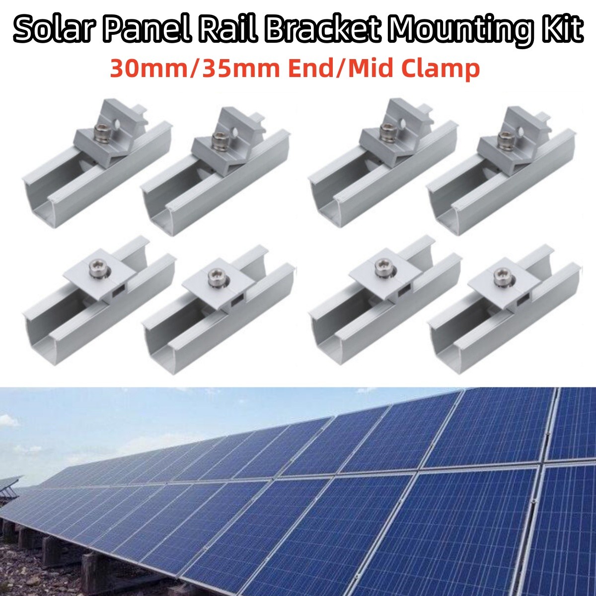Solar Panel Roof Mounting Rail Brackets Fixing Clamp Kit for 1-4pcs Solar Panels