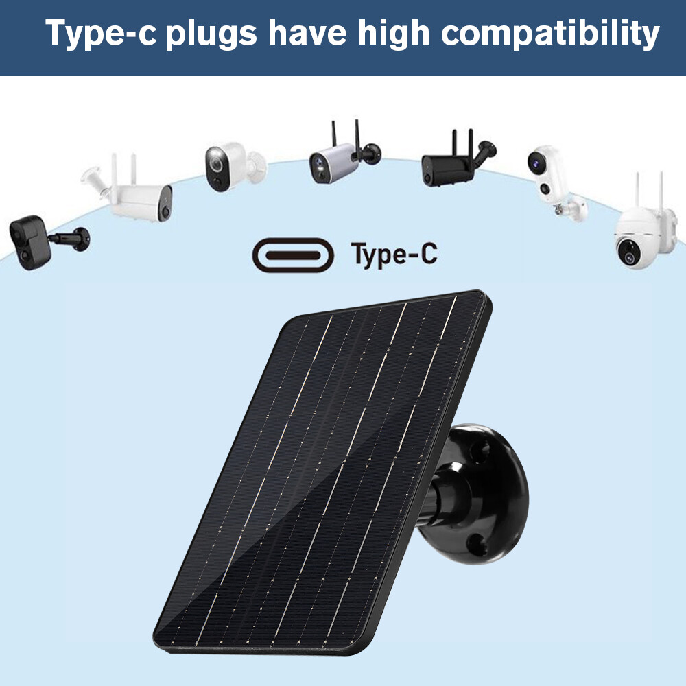 30W Solar Panel For Security Camera Solar Cell Charger USB Type C Waterproof