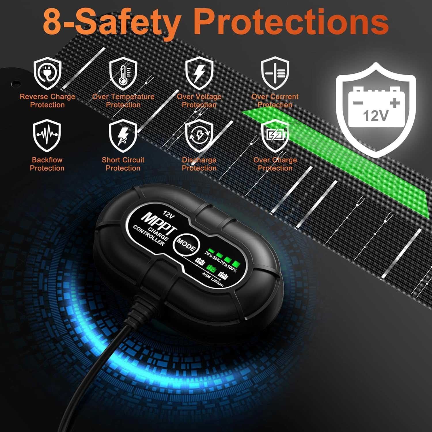 Cargador de batería solar impermeable de 30 W y 12 V PRO, controlador de carga M