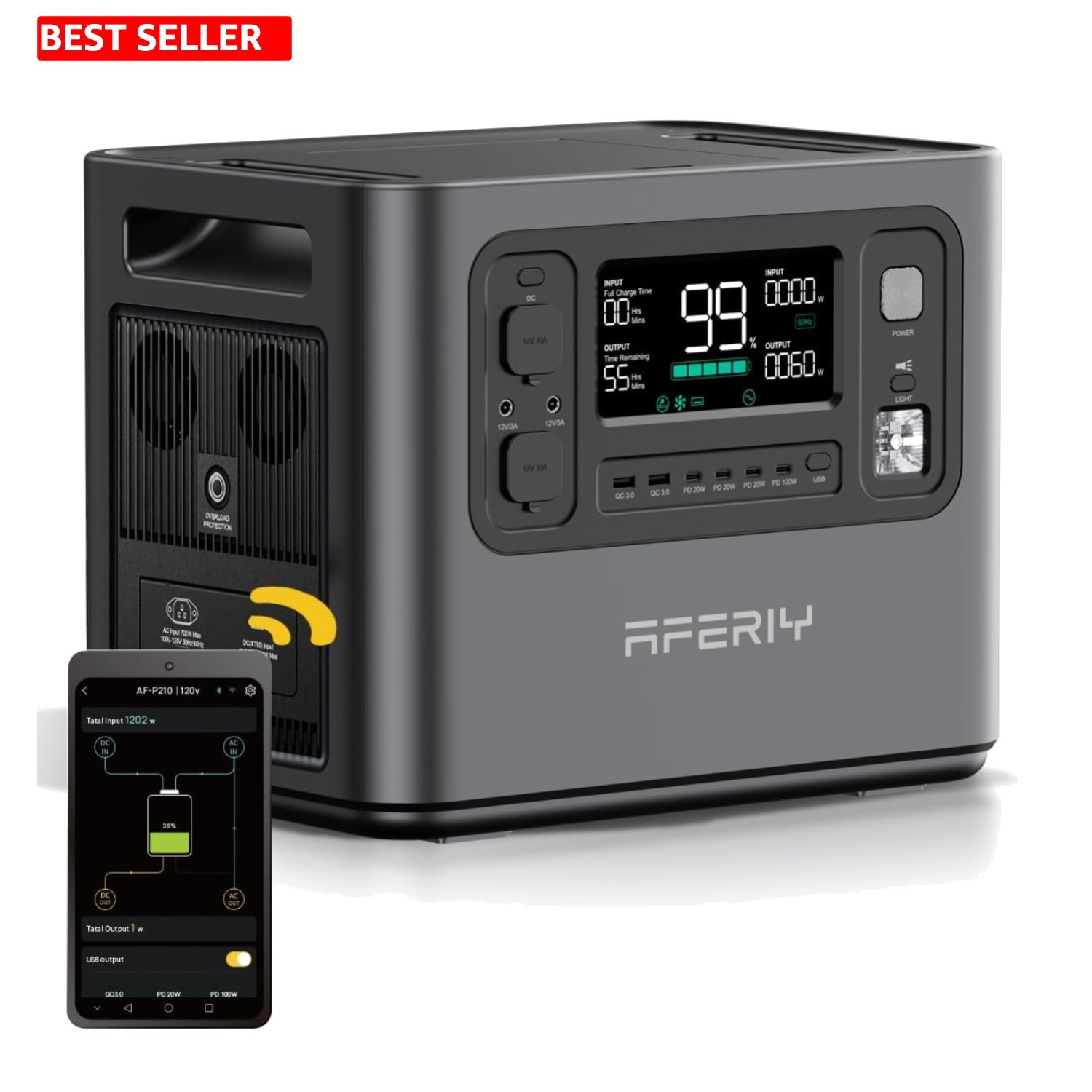 2048Wh Portable Power Station – 2400W Peak Backup Generator for Home & Camping