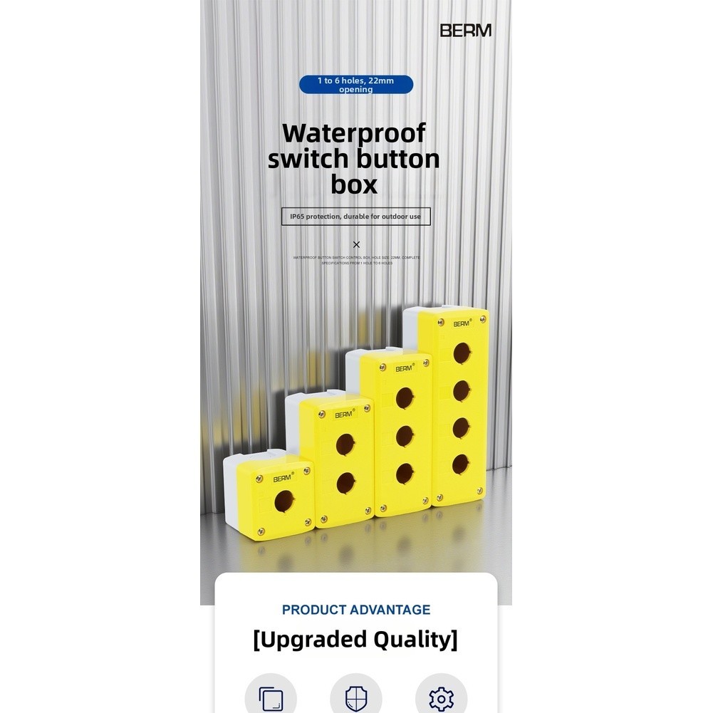 Industrial Push Button Control Box IP65 Waterproof ABS+PC Material Yellow