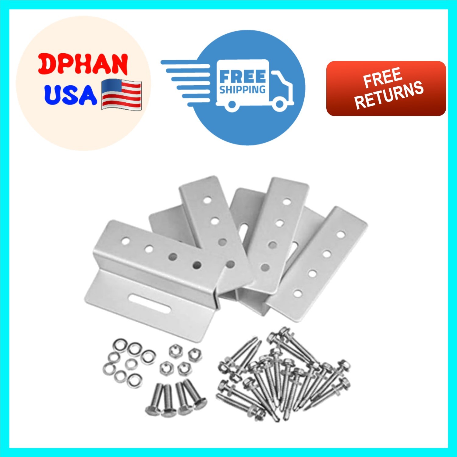 4 Sets of Durable Aluminum Solar Panel Roof Brackets for RV & Yacht Installation