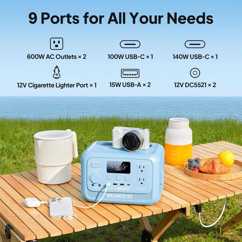 600W Continuous/1500W Peak Output 288Wh Portable Power Station, Push Button Star