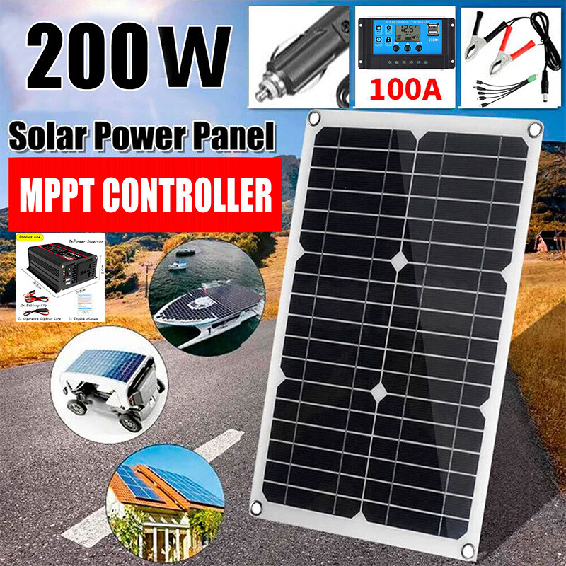200W Solar Panel 12 Volt Trickle Battery Charger For Caravan Car Van Boat Kits