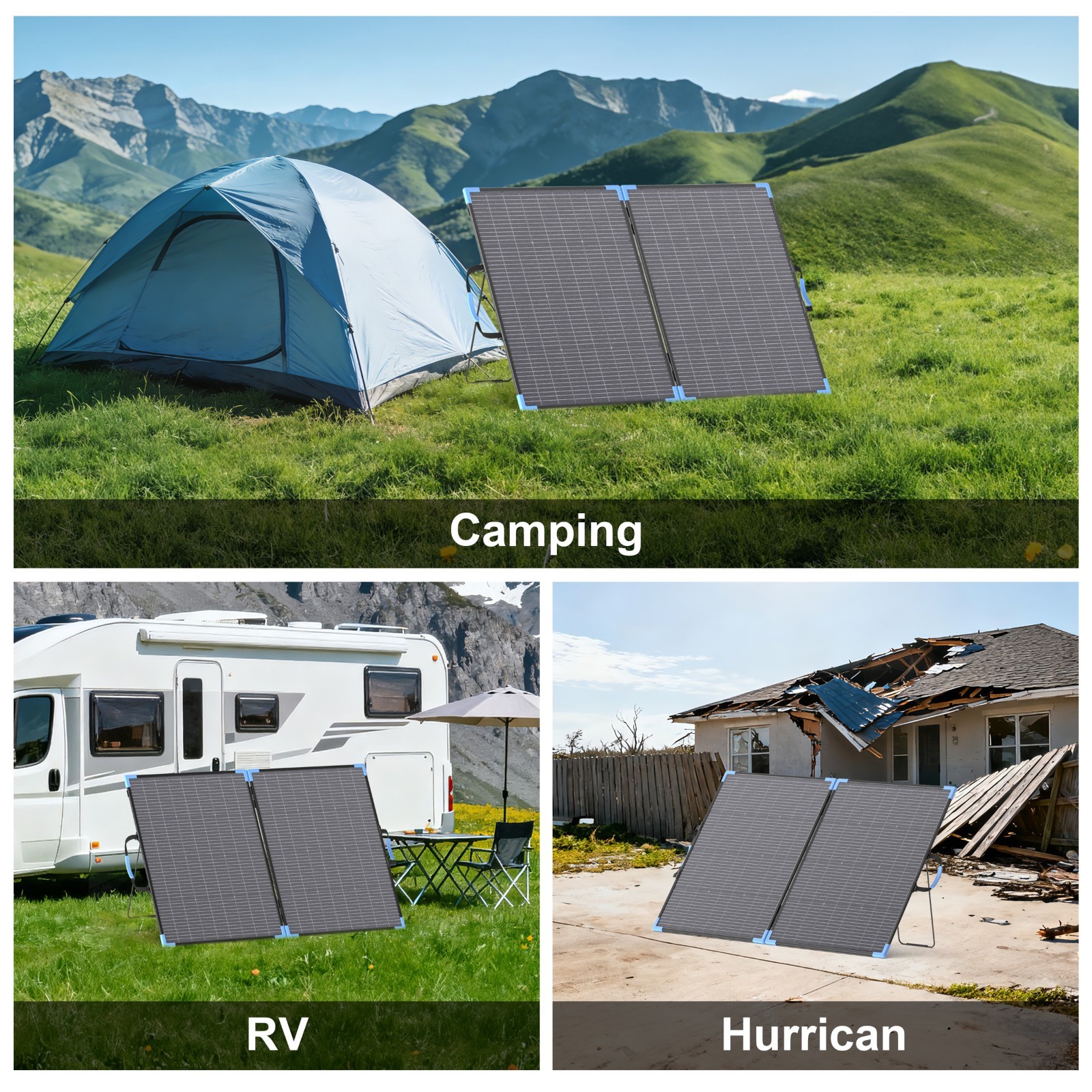 E-POWO 400W 220W 110W Bifacial Solar Panel for Power Stations Solar Generator RV