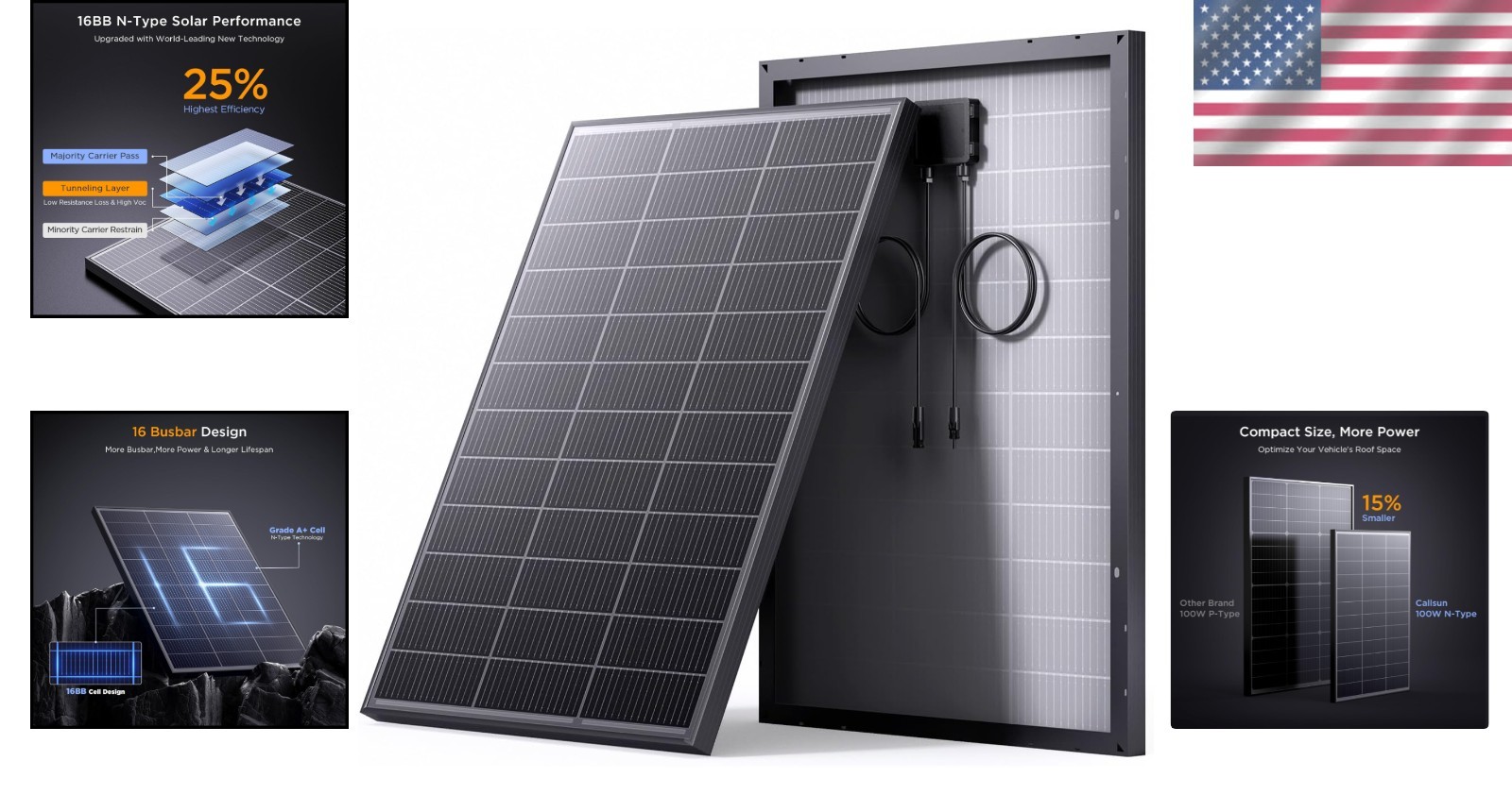 Durable 100W Solar Panel – Weather-resistant & Compact Design for Easy Mounting