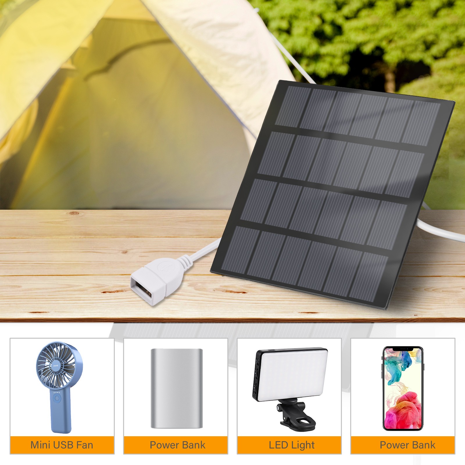 1.5W 6V Portable Solar Charger Waterproof Solar Panel Charger For Camping W BURX