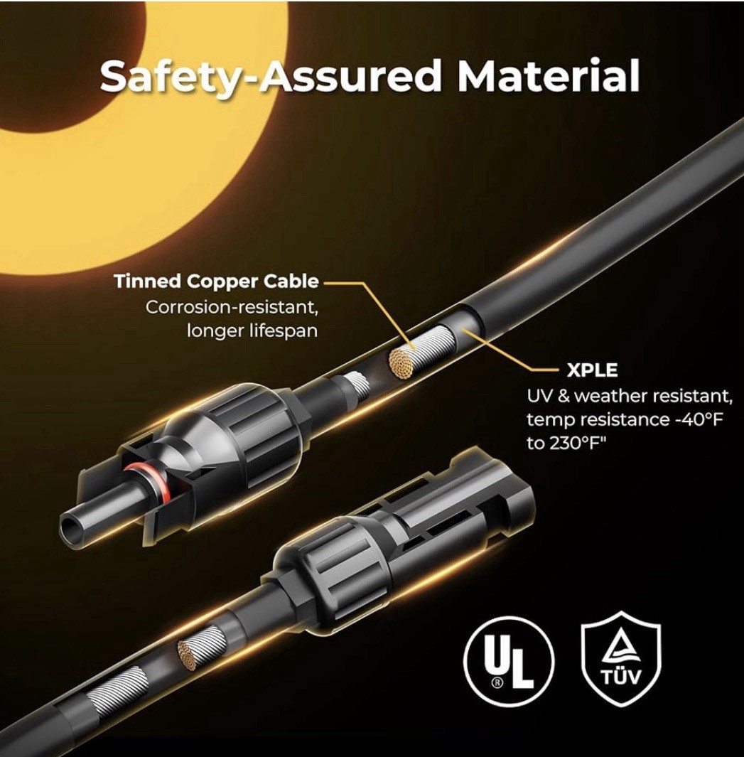 Solar Parallel Connectors for 3 Solar Panels, Tool-Free MC4 Solar Cable Splitter