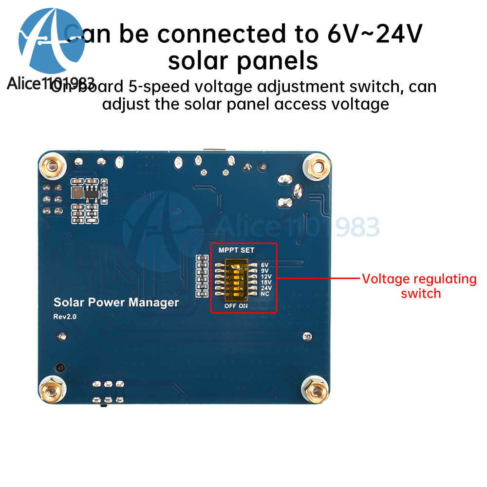 Power Manager Module for 6V~24V Solar Panel Support MPPT USB Battery Charging