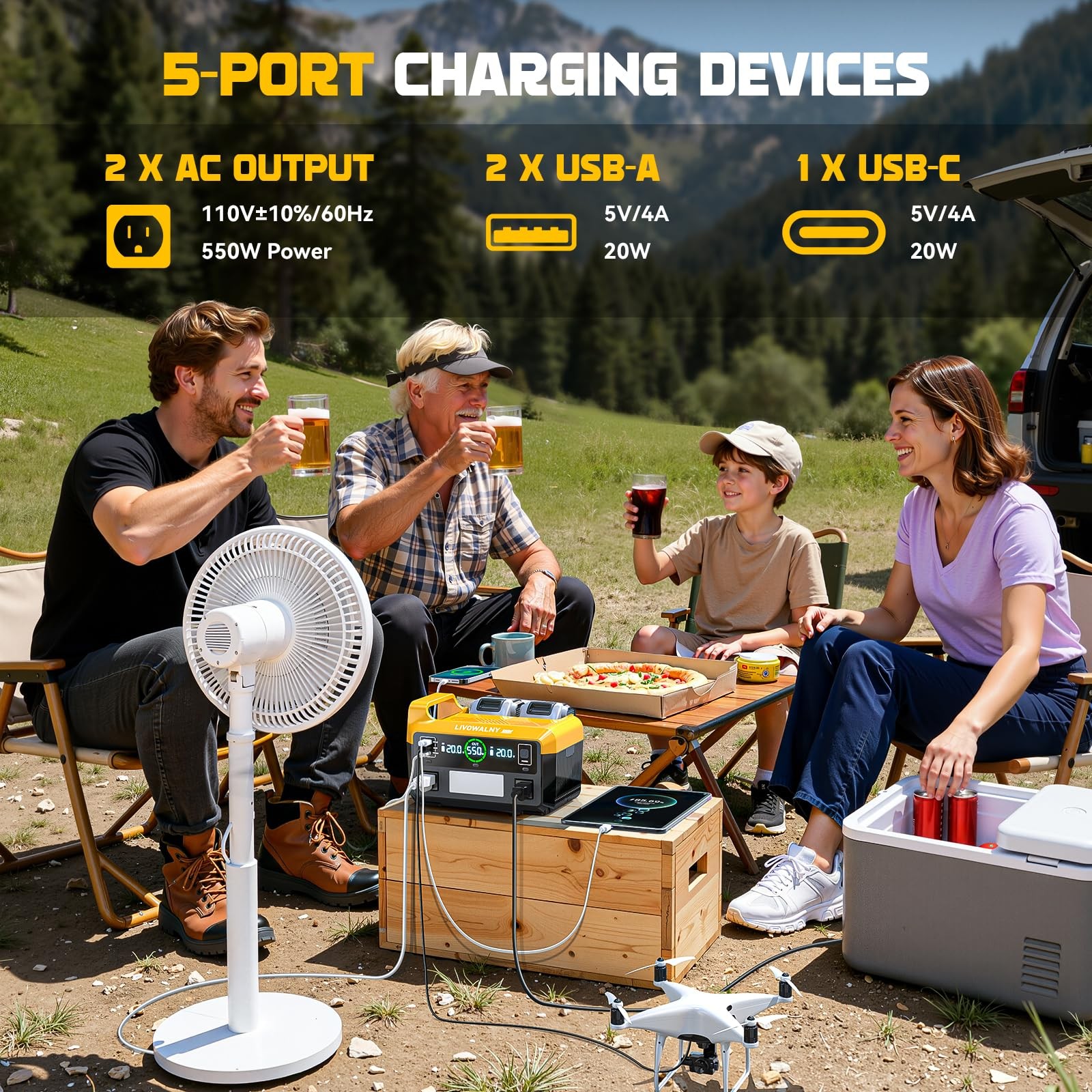 550W Power Station Compatible with Dewalt: LIVOWALNY Portable Generator