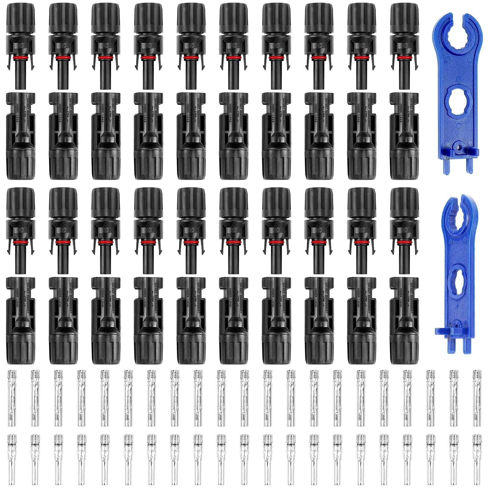40PCS Solar Panel Connectors, Waterproof Male/Female 1000V 30A, 2 Pack Wrench