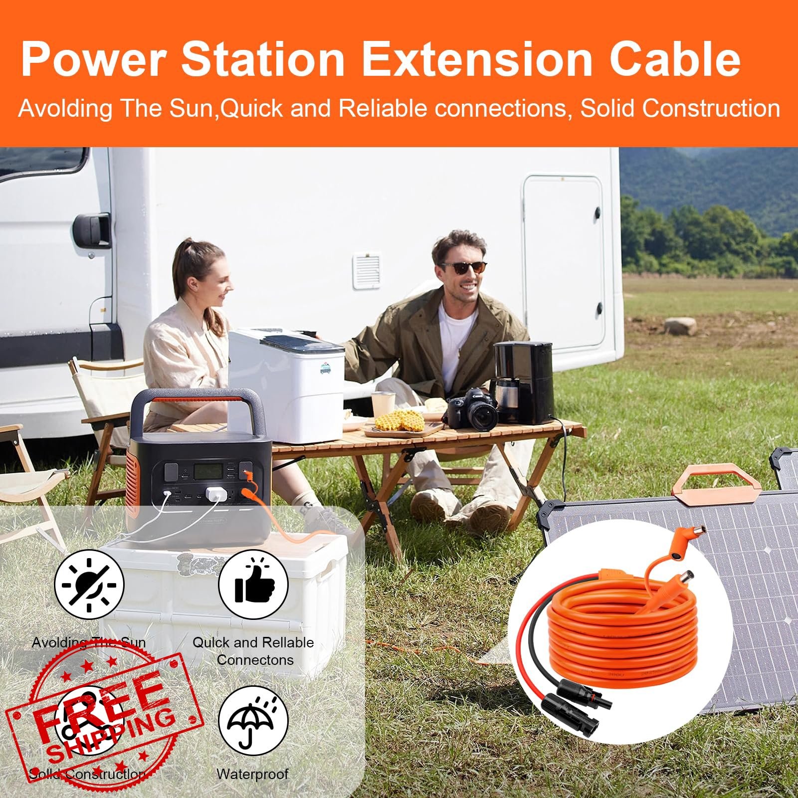 Kimbluth 10FT Solar Panel Connector Cable