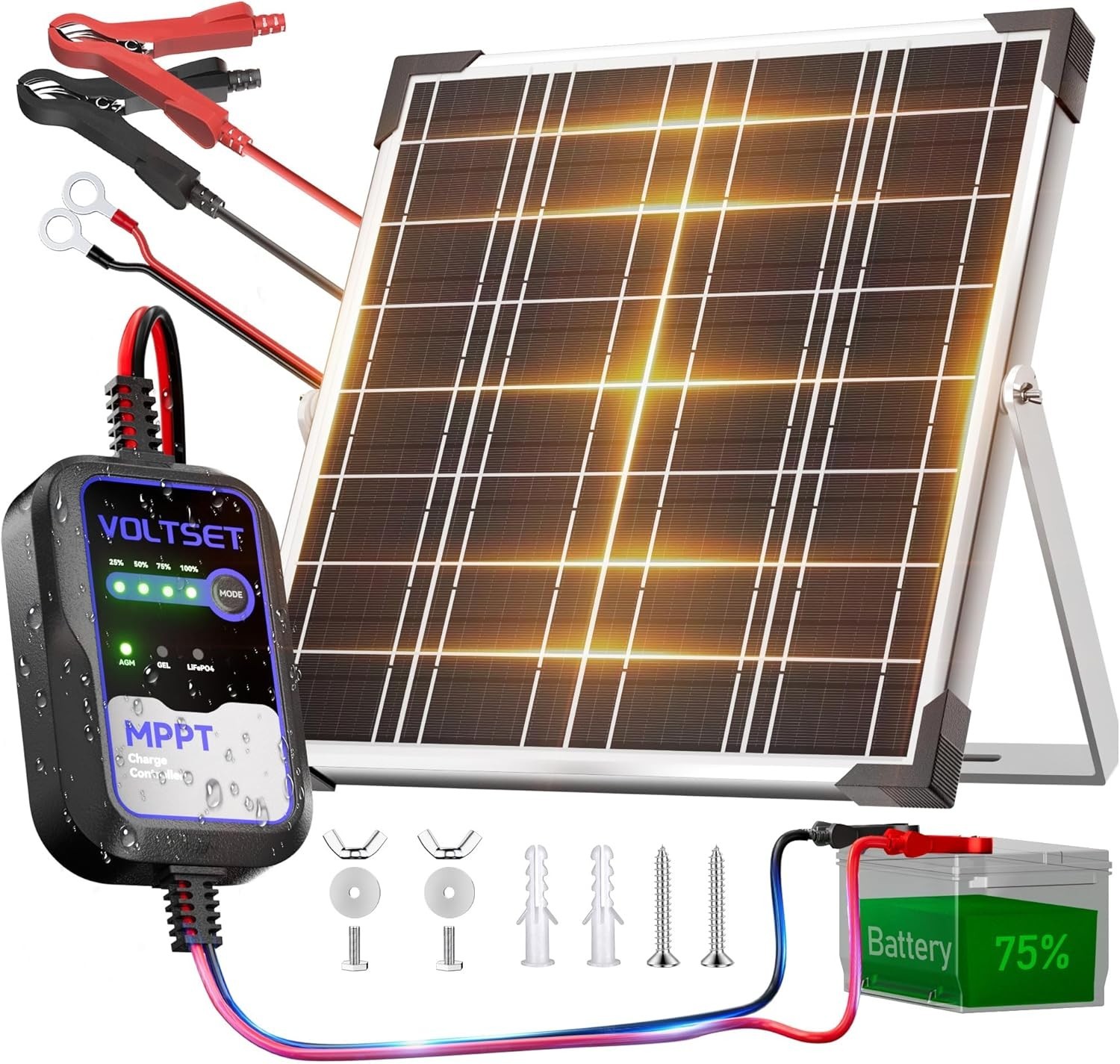 High-Efficiency 20W Monocrystalline Solar Charger with Adjustable Mount Bracket