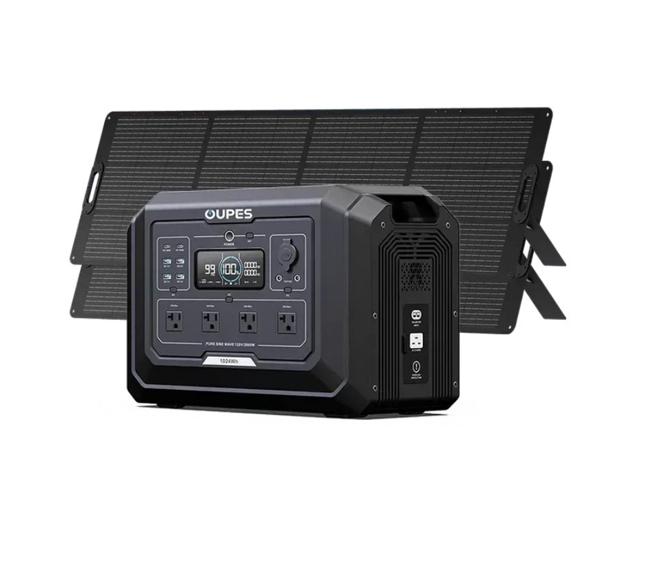OUPES 2000W 1024Wh Mega 1 Portable Power Station + 2 Solar Panel 240W