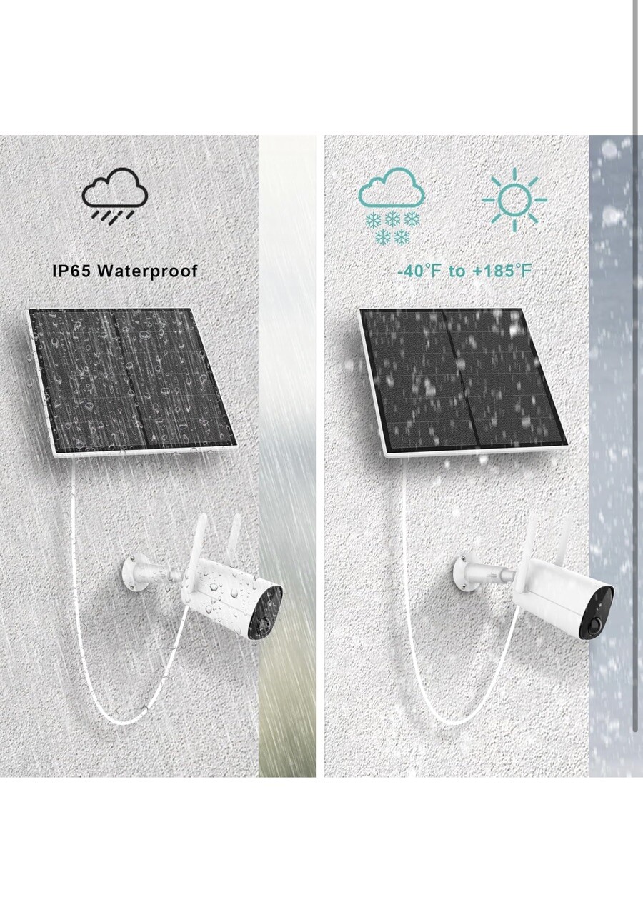2 Pack Solar Panels 5v 5 Watts Solar Panels for Wireless Outdoor Cameras White