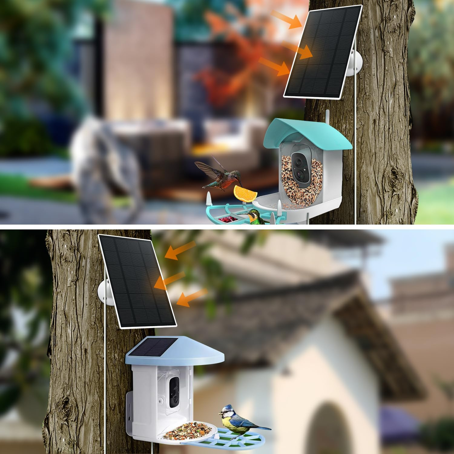Solar Panel Charger for Bird Feeder Camera, Type-C Plug, 9.8Ft Long Cable, Water