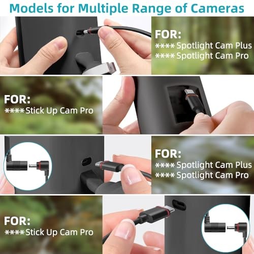 2PCS Barrel Plug to USB-C Adapter for Ring USB C Outdoor Cameras, Barrel Black