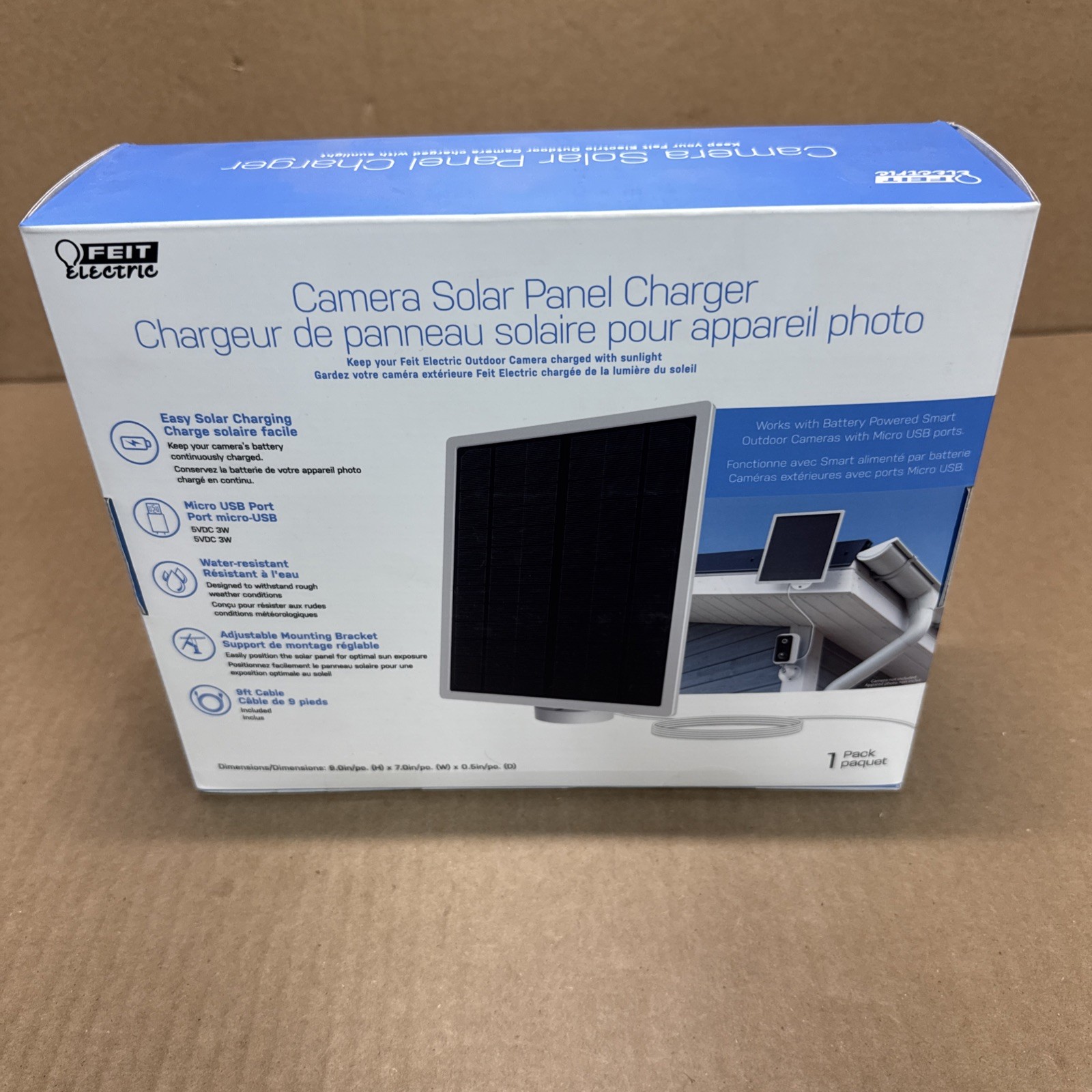Feit Electric Solar Panel Charger 5vdc 3w Micro USB 108 in.