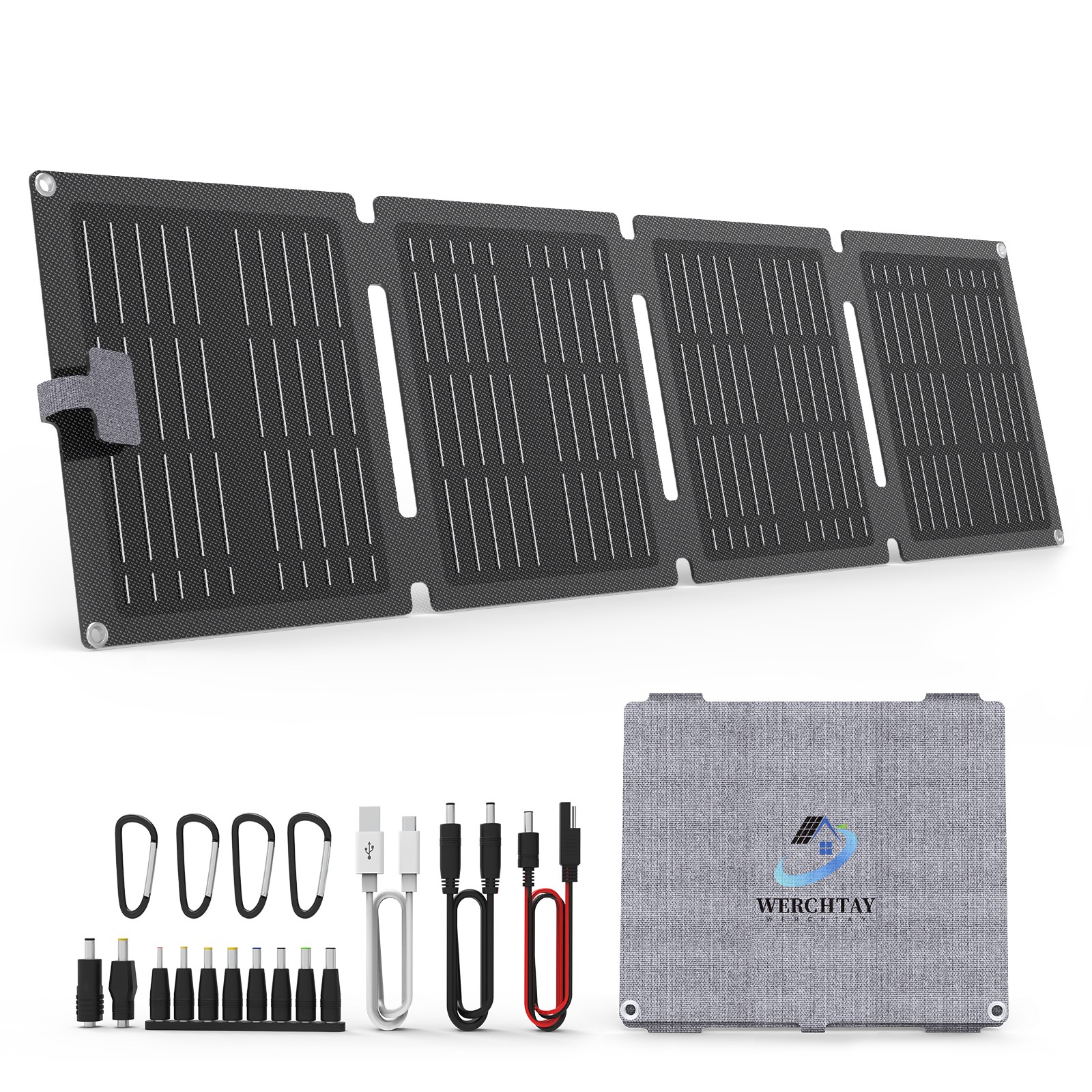 30W Foldable Waterproof Mono Solar Panel Charger RV with USB-C & USB-A Power NEW