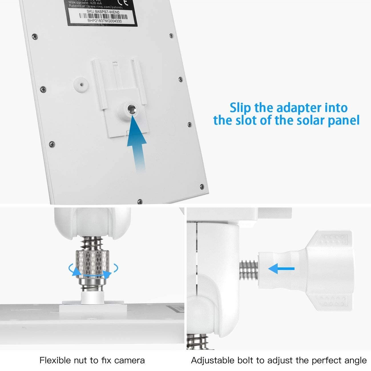 Gutter Mount for Ring Solar Panel, No-Drill Solar Panel Mount for Arlo, Eufy,…