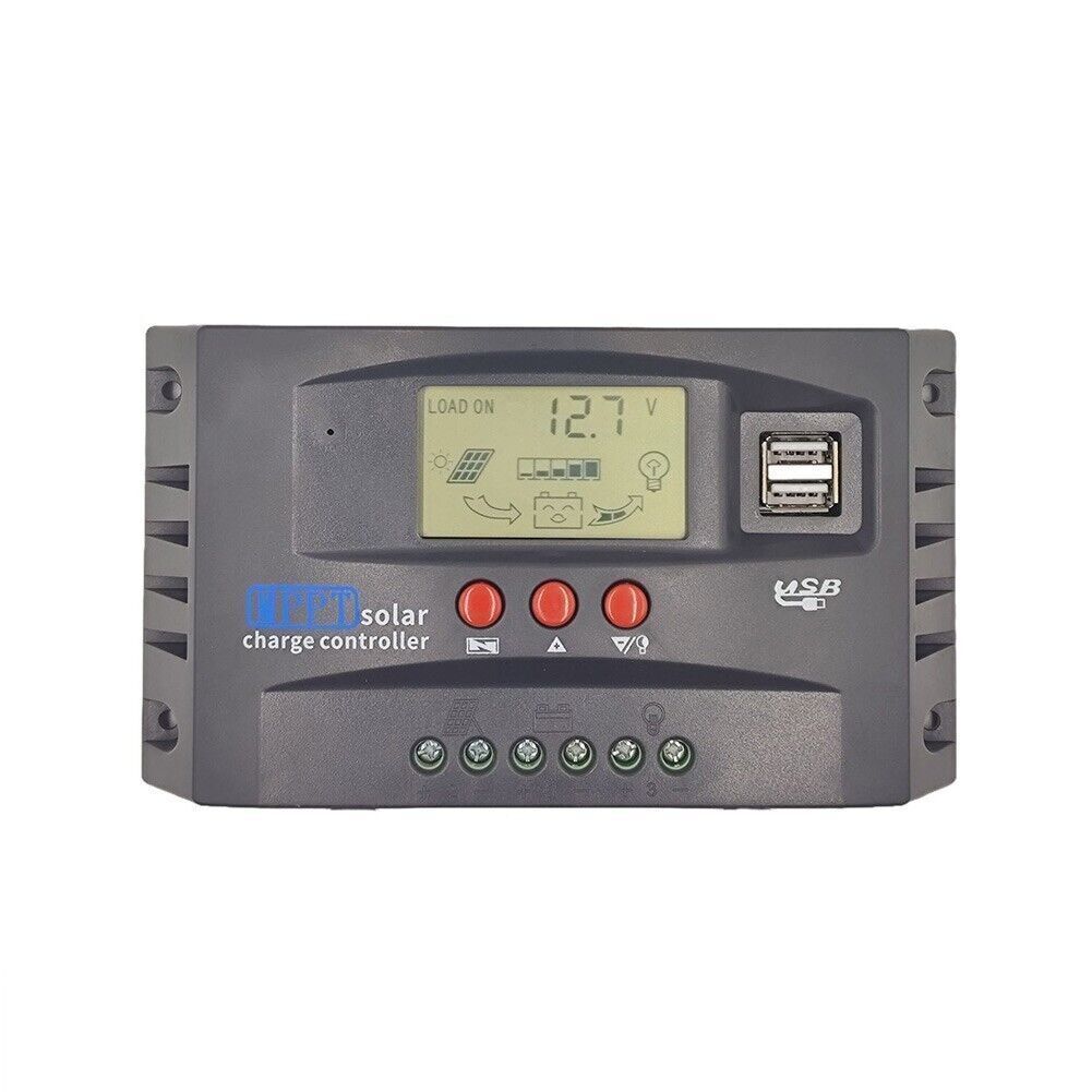 LCD Display MPPT Solar Panel Regulator Charger Controller 12V/24V 30A/50A/100A