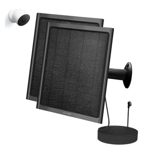 8W Solar Panel for Google Nest Camera Outdoor&Indoor Battery Version Black