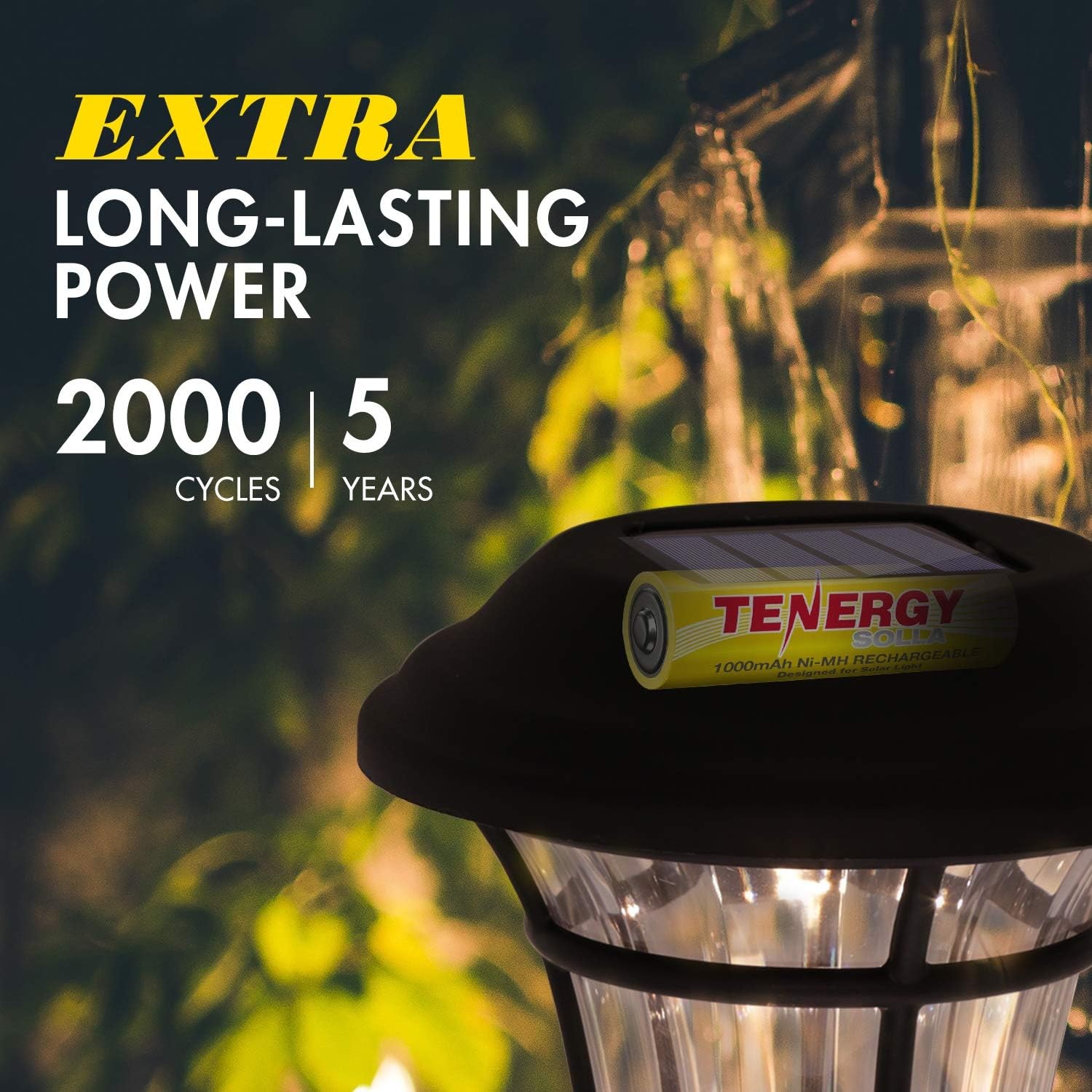 Tenergy Solla Rechargeable NiMH AA Battery, 1000mAh Solar Batteries for Solar Ga