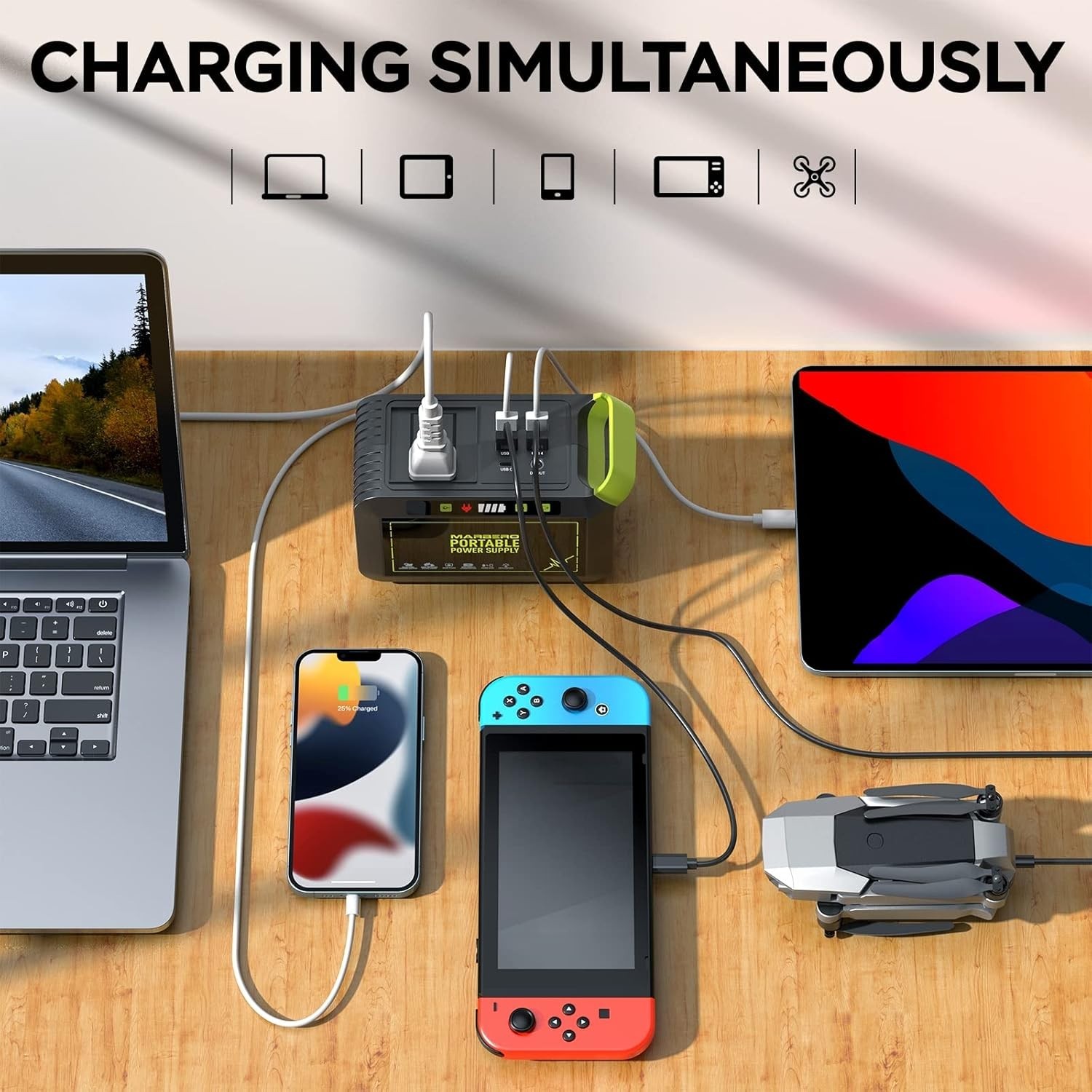88Wh Fast-Charging Lithium Power Bank with 120W AC Outlet– Perfect for Camping