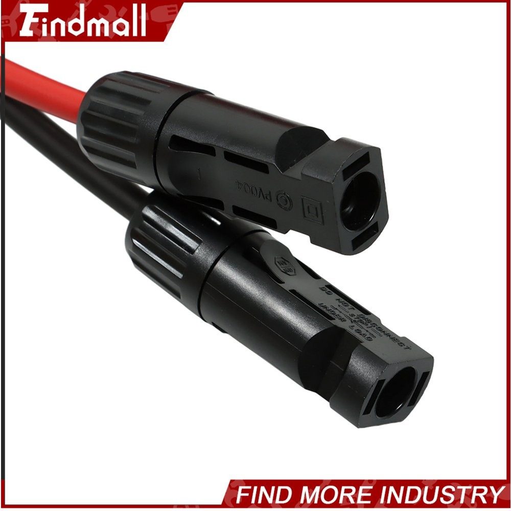 Findmall 1 Pair 5ft 10AWG Black + Red Solar Panel Extension Cable Wire Connector