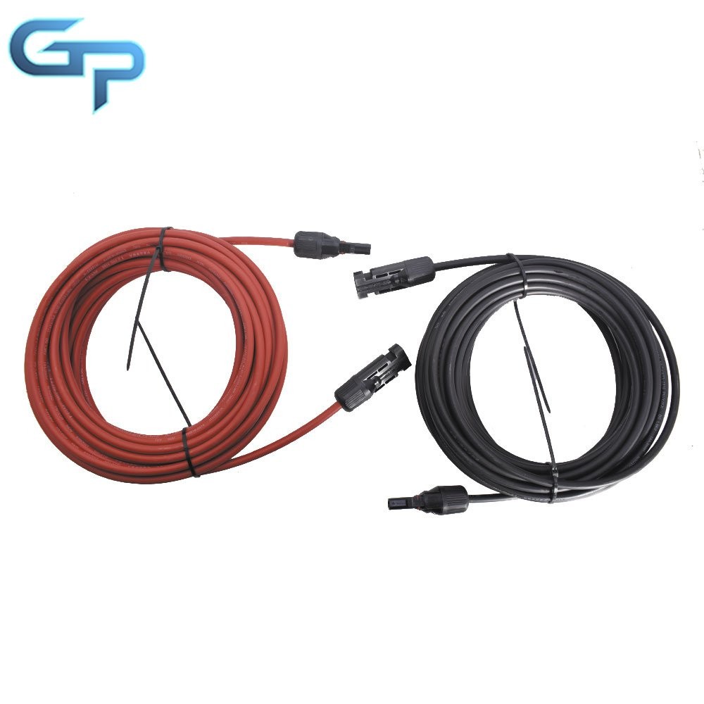 New 1 Pair 4mm²/12AWG 20ft Solar Panel Extension Cable Wire Connector Black+Red