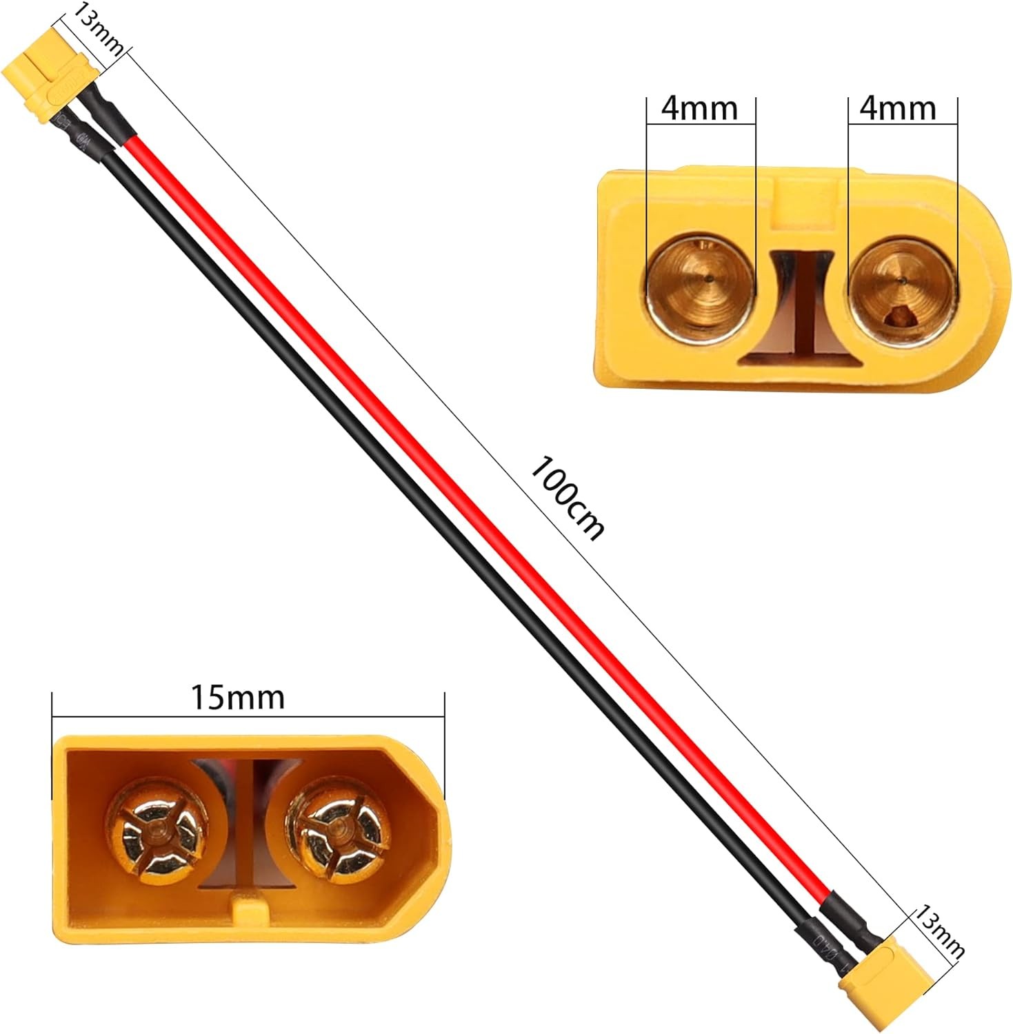 XT60 Extension Cable 12AWG 30A Male to Female RC Battery Power Cord 1M