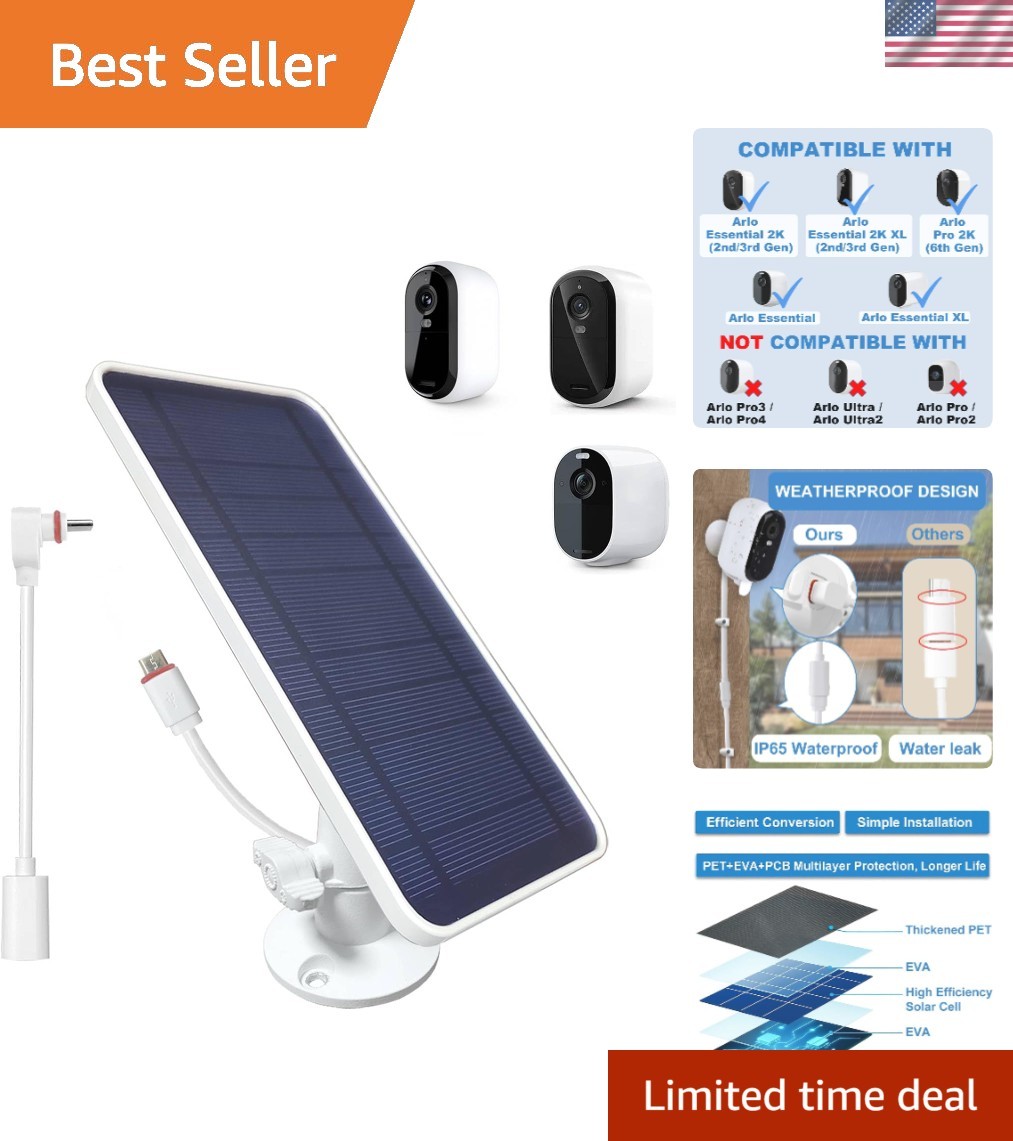 Solar Panel for Arlo Essential 2K/2K XL All 1st/2nd/3rd Gen and Essential/XL …